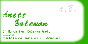 anett boleman business card